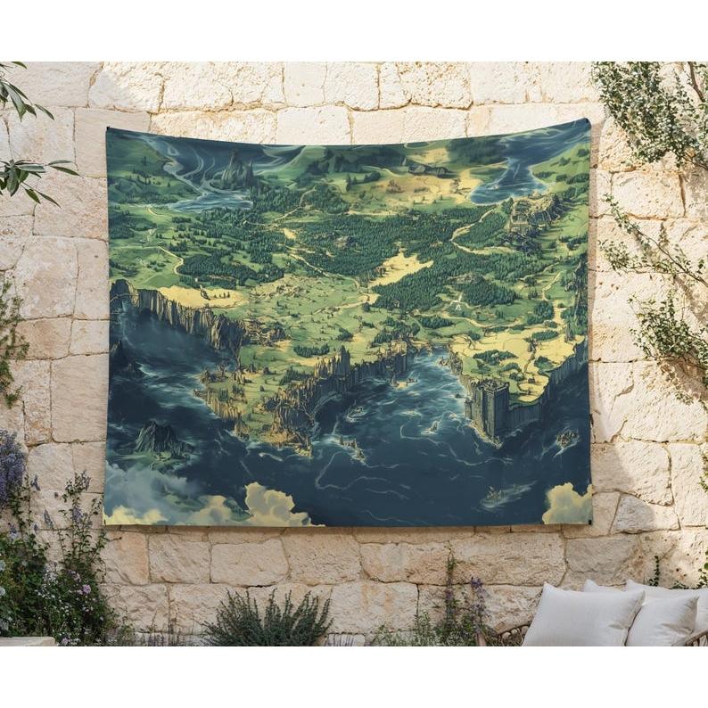 Fantasy World Map tapestry 75x100 чёрный