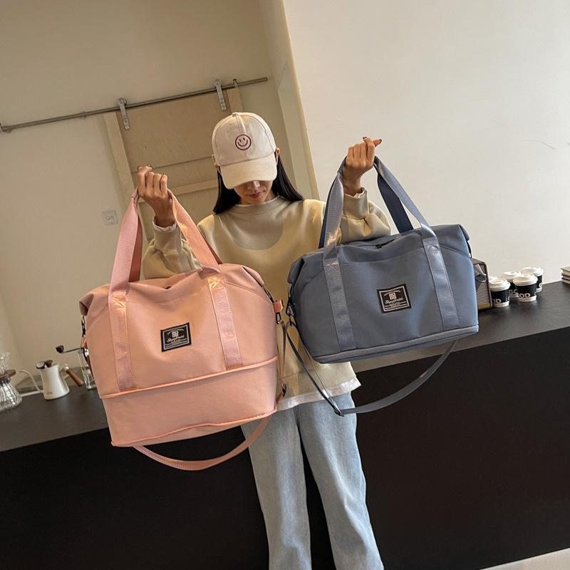 New storage short-distance travel bag, simple leisure sports fitness bag, women's large-capacity expandable student luggage bag