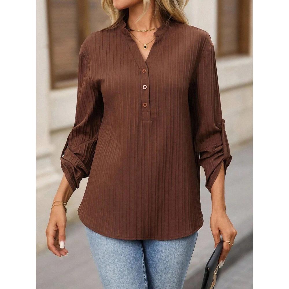 New Women's V-neck Half-open Buttoned Shirt, A Fashionable and Versatile Top That Suits All Occasions.