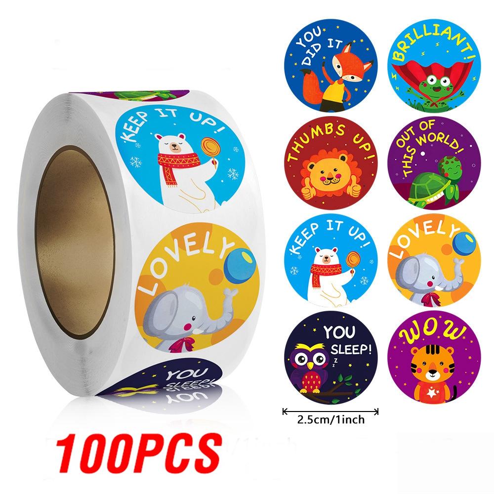 

100-500pcs Cute Animal Panda Stickers for Envelope Praise Reward Student Work Label Stationery Seal Lables 1inch/2.5cm
