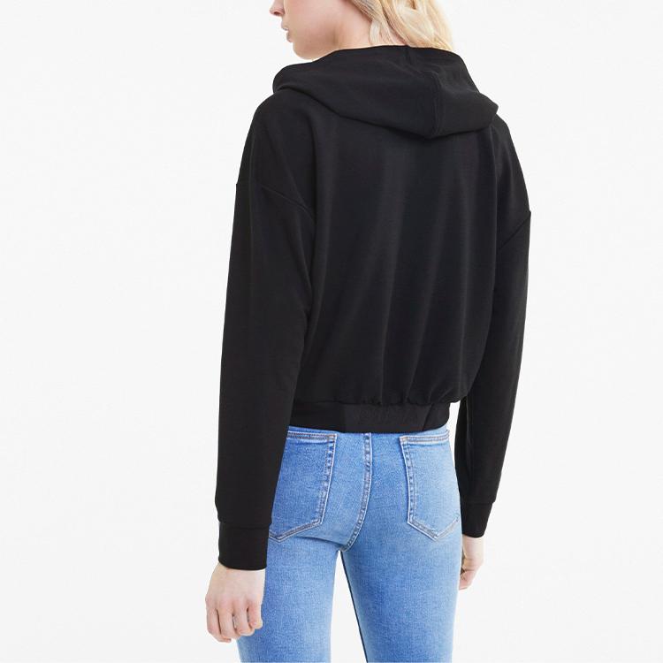 Puma Color Block Large Logo Printed Hoodie Women hoodies Black 585288-51