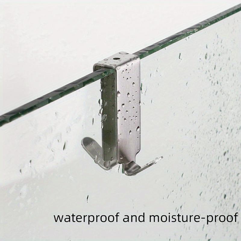 4pcs Stainless Steel Double Side HooksBathroom Shower Door Hook Over Glass Door Shower Towel Rack For Glass Wall Or Glass Door
