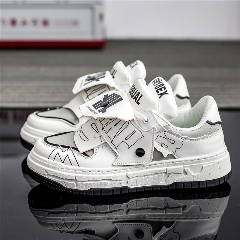 Men Vulcanized Sneakers Shoes Tennis Sports PU Slip-On Mix Color Good Quality Skateboarding Walking Shoes Casual Shoe For Male