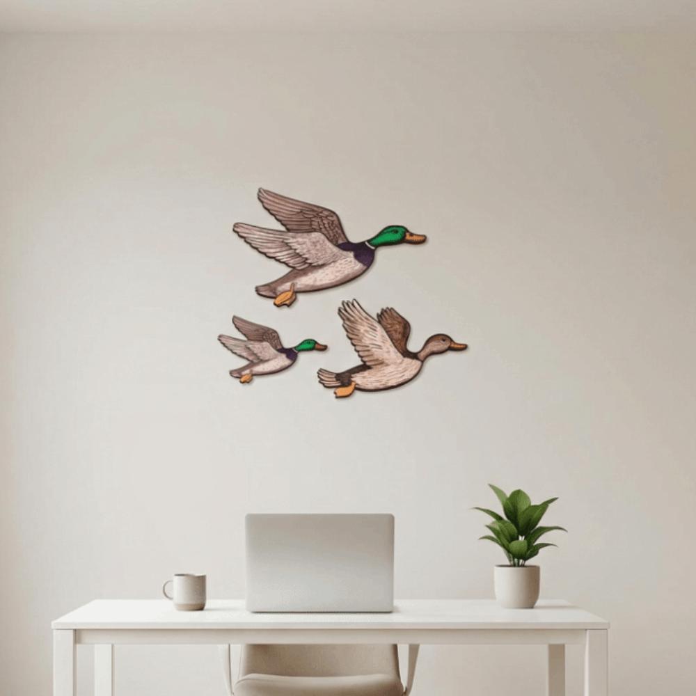Creative Country Style Greenhead Duck Wall Art Exquisite Wooden Wall Decoration Plate Sweet Decoration Crafts Office