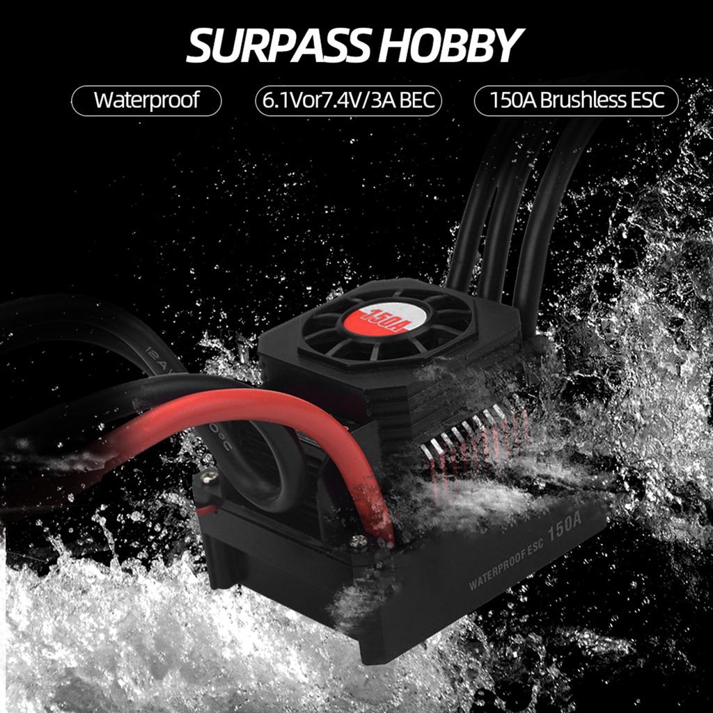   150A Brushless ESC Waterproof Electric Speed Controller for 1/8 RC Truck   Car