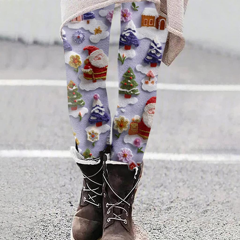 Women's Christmas Print Slim Fit Elastic Yoga Casual Pants