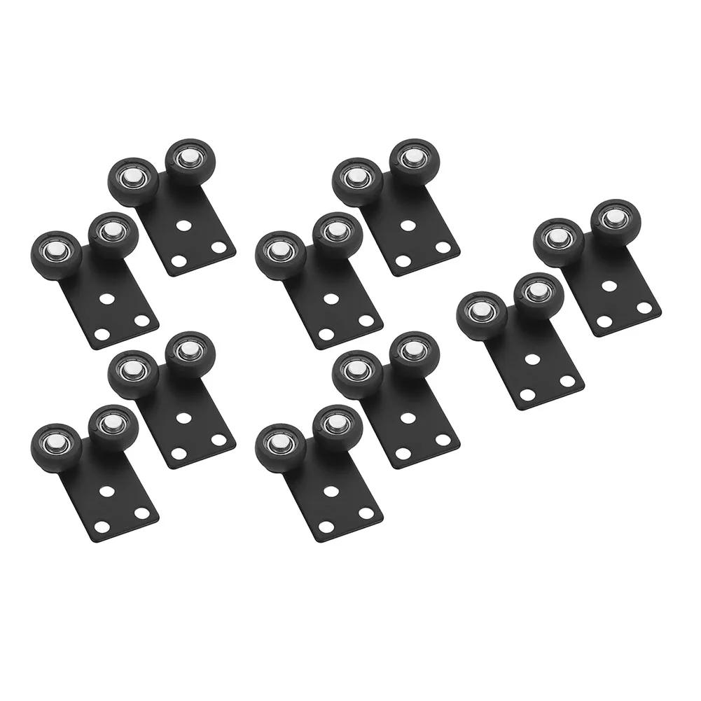 2PCS 10PCS Sliding Door Hardware Rollers for Wardrobe Cabinets Iron Nylon 42x38x12mm Black Silent Smooth Function