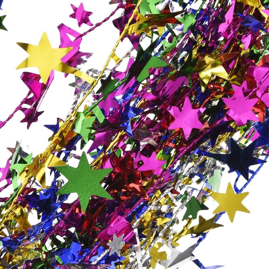 25 Ft Star Garland Christmas Tree Ornament Tinsel Wire Garland Home Baby Shower Christmas New Year Wedding Birthday Party Decoration Festive