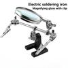 Three hand assisted clamping soldering iron equipment, circuit board maintenance, soldering with clamp bracket, magnifying glass
