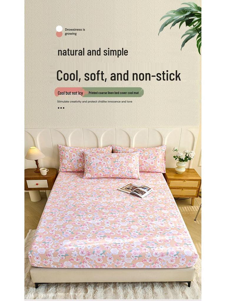 Cooling Summer Fitted Sheet: Thickened, Non-slip, Skin-friendly, Fully Enclosed, Washable Mat