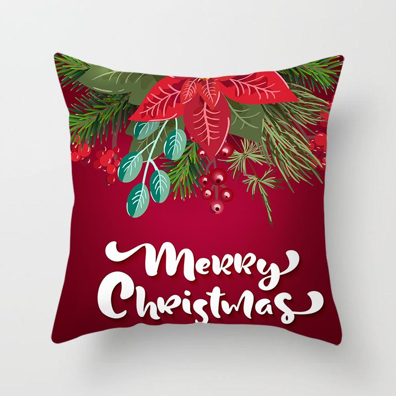 Merry Christmas Printed Green Pillowcase  Style Cushion Cover Home Sofa Decor Throw