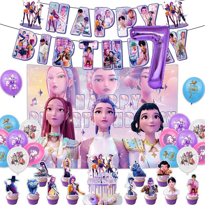 Baloane de petrecere Kpop Demon Hunter K-pop Huntrix Fundal cu baloane de petrecere Kpop Hunter Warrior Consumabile pentru petrecerea de ziua de naștere