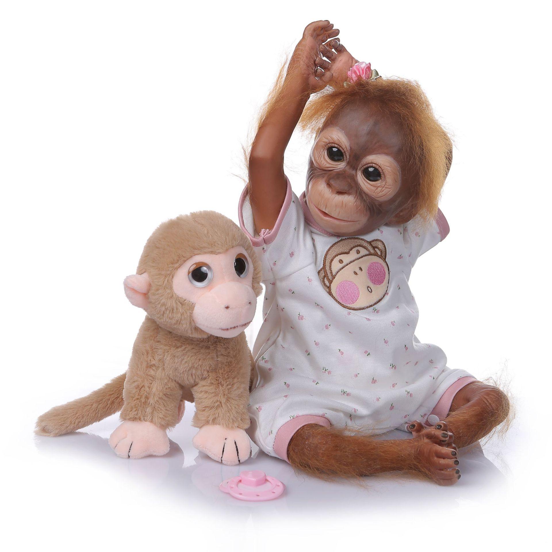 

Reborn Baby Monkey - Realistic Monkey Plush Toy, Soft Silicone 48cm Lifelike Soft Cuddly Companion for Kids