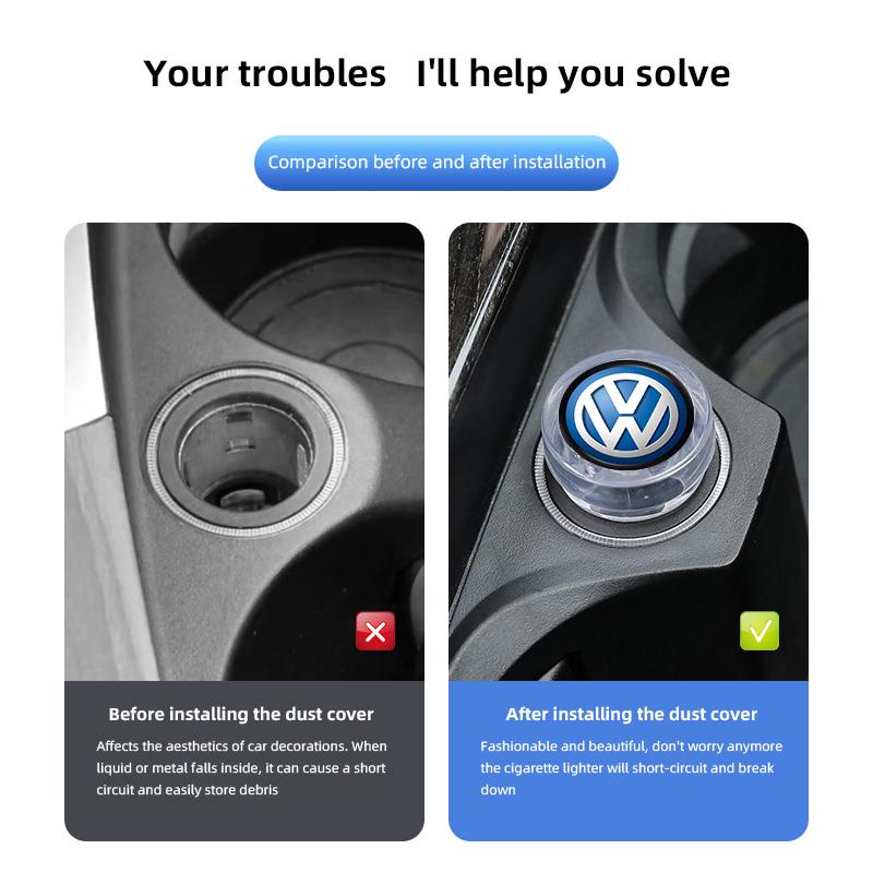 W146Car Cigarette Lighter Cap Auto Lighter Dust Proof Cover Accessories For Volkswagen VW RLine R Golf Amarok T5 T4 Phaeton Caddy