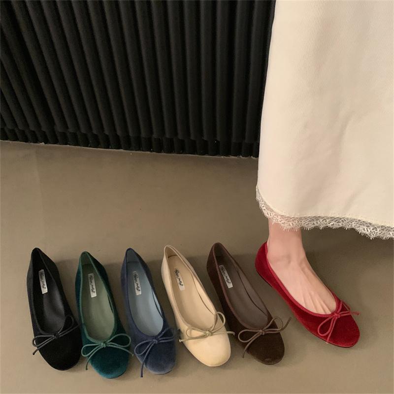 Fashion Bailamos Brand New Women Velvet Flats Fashion Round Toe Shallow Mary Jane Shoes Soft Casual Ballet Shoes Slingback Shoes Muje
