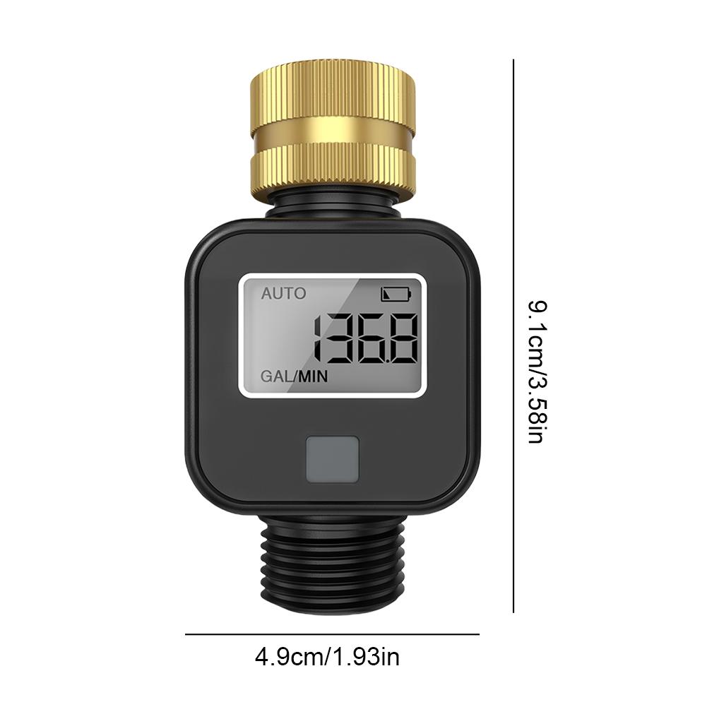 Water Consumption Test Meter IPX5 Waterproof Electronic Water Meter Sensor Brass Inlet Flow Rate Measure Tool for Outdoor Garden