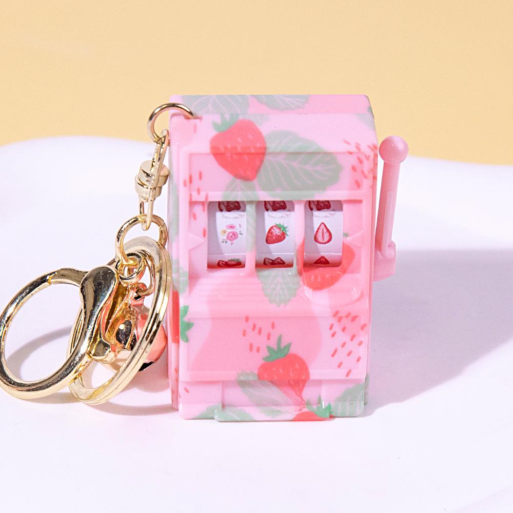 Retro Joystick Fruit Machine Keychain: Playable Spin Wheel Pendant Toy