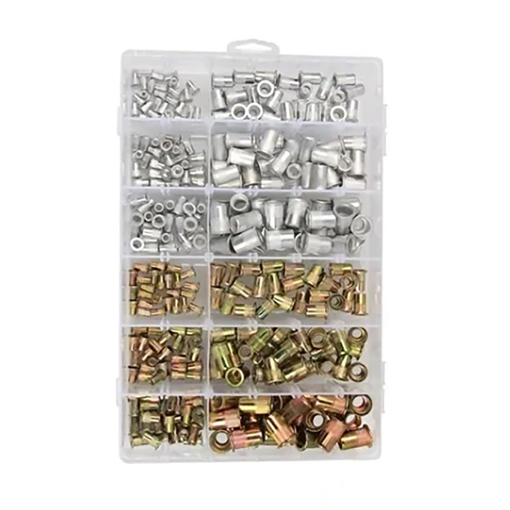 300 Stück Blindnietmuttern-Kit M3 M4 M5 M6 M8 M10 Farbe Verzinkt und Aluminium Flachkopf Gewindeeinsatzmuttern