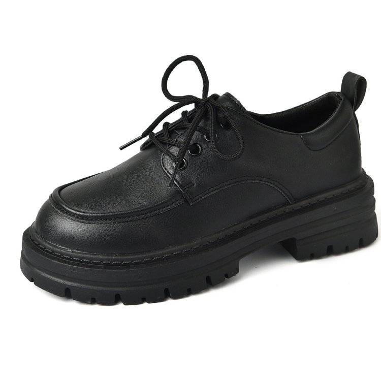 Size 35-43, large size women's shoes 41 fat feet platform Korean version single shoes women's spring and autumn lace-up versatile student uniform leat