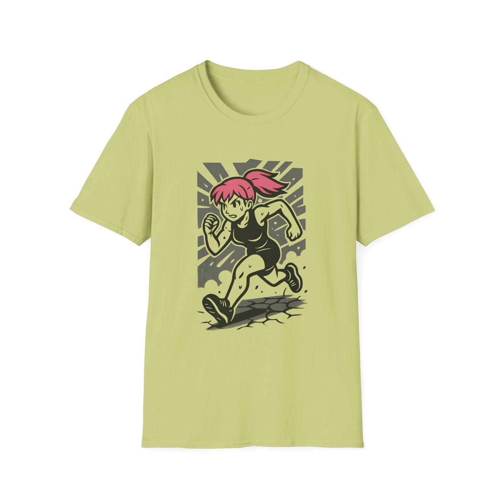 Unisex Softstyle Speed Runner T-Shirt Mens Womens Tees Top – Bold Line Art Athlete Tee 2XL