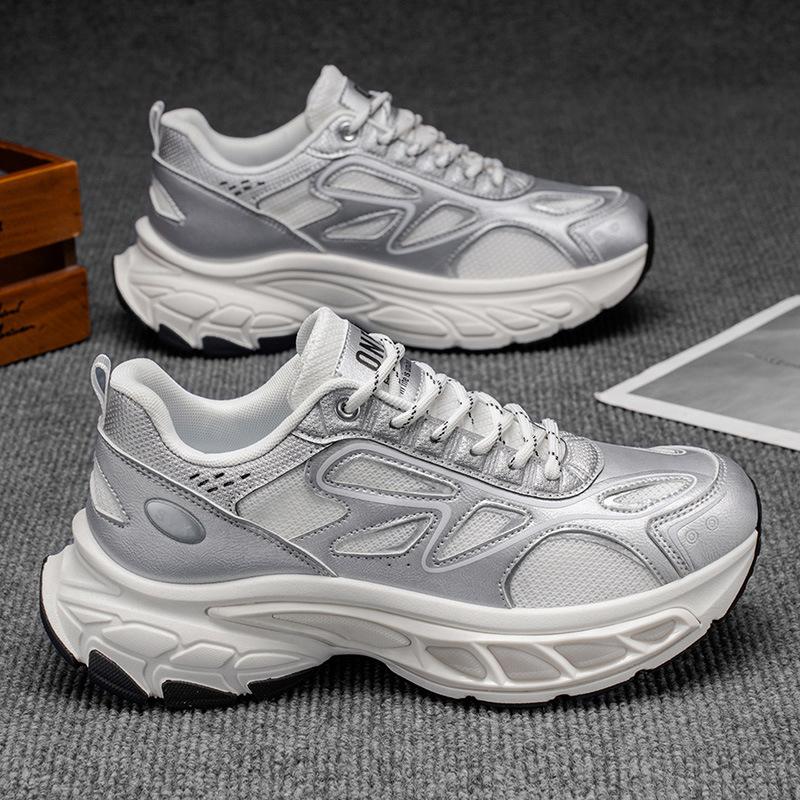 Men's Shoes Trendy Brand Versatile Casual Sports Teenagers Running Thick Sole With Increased Shock Absorption White Dad