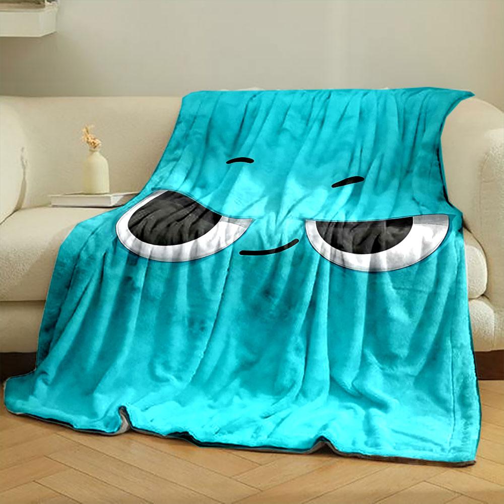 Expression with raised eyebrows, tilted black eyes, and a sly smirk. for all seasons blanket lunch break throw gift
