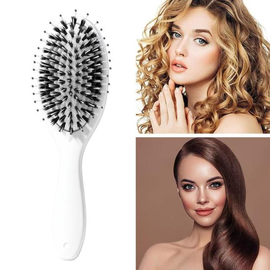 Yousheng Boar Bristles Hair Brush with Ergonomic Handle Anti-static Scalp Air Cushion Comb Men Women Portable Hair Styling Detangling Brush