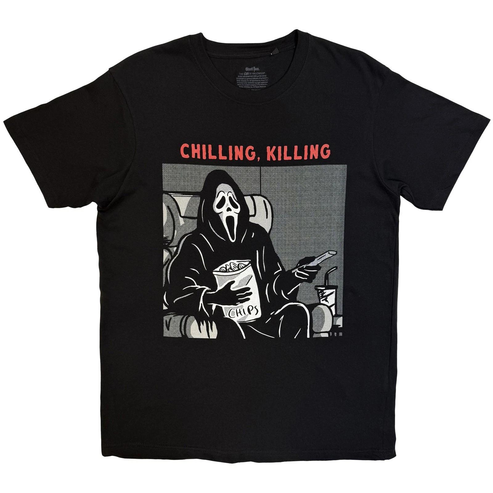 Ghost Face - Chilling, Killin (Unisex Black T-Shirt Front ) Medium 3XL