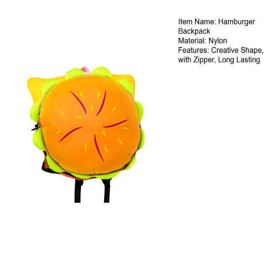 Hamburger Backpack with Adjustable Straps Realistic 3D Design Large Capacity Spacious Compartments Cheeseburger Backpack Storage Pouch