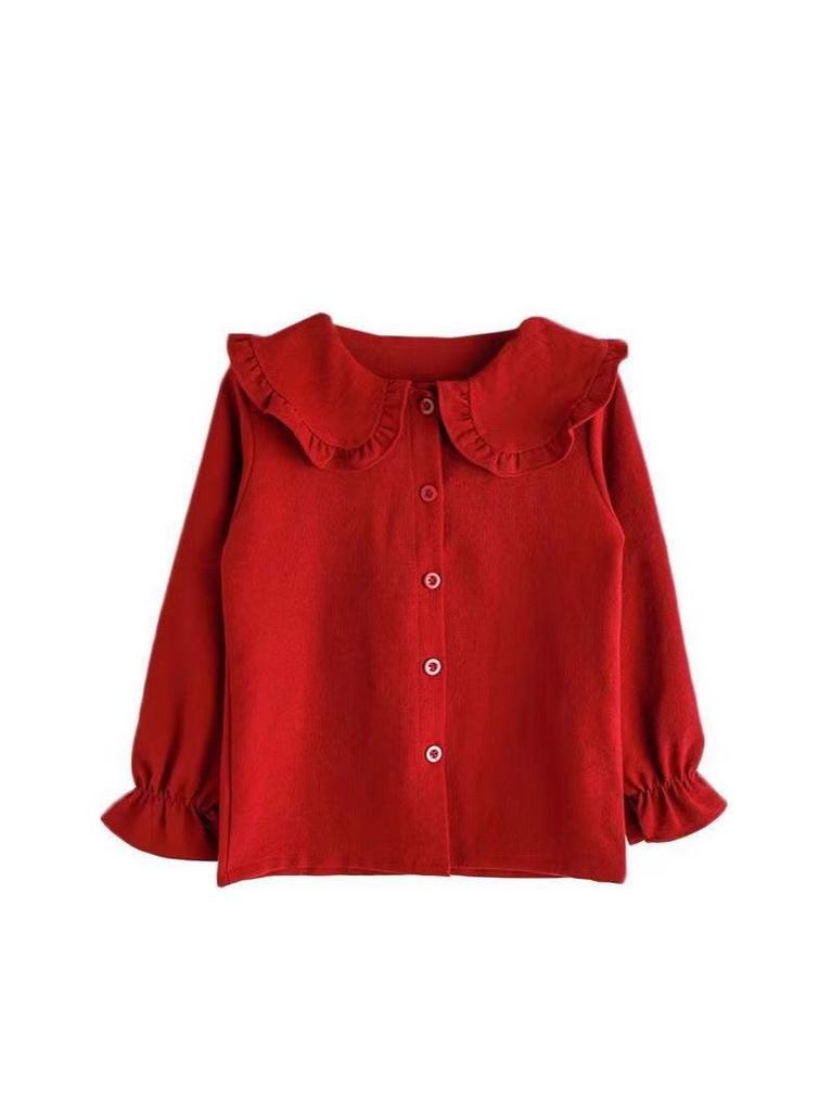 Women's Trendy White Shirt: College-Style Doll Collar, Long Sleeve, Loose Fit for Autumn/Spring