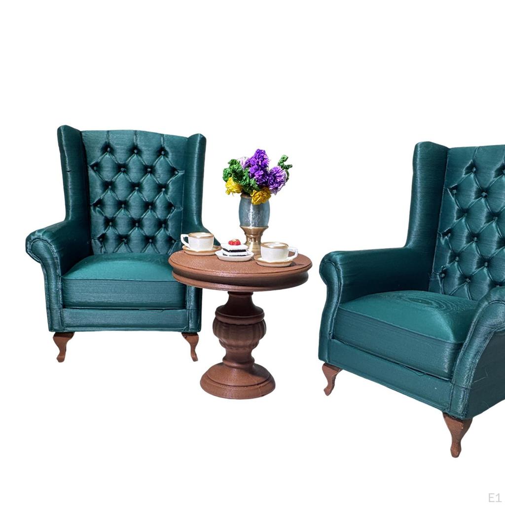 American Dollhouse Miniature Sofa Set, Micro Furniture Decoration, 1:12 Room Scene, Set