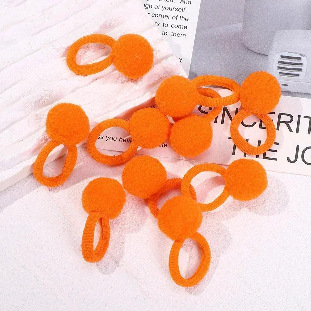 RAINBOW BOWS 10Pcs Elastic Hair Bands Plush Ball Rubber Band for Baby Girls Scrunchie Hair Ties Kids Baby Hair Accessories