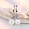 Korean Zircon Pearl Tassel Earrings - Silver Hooks, Sweet & Elegant Design for Women