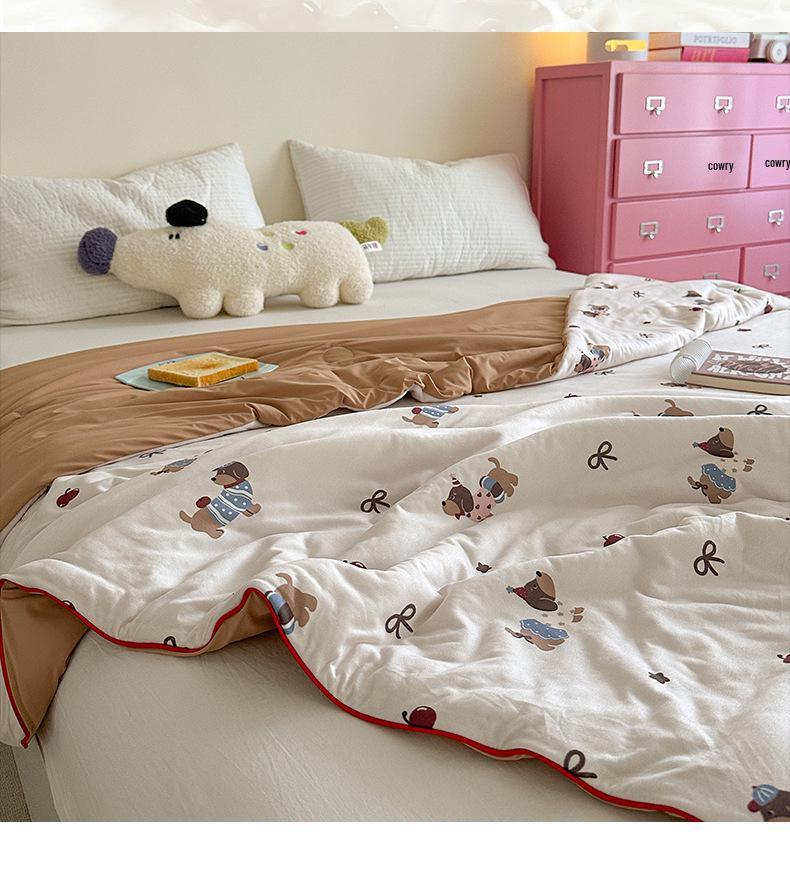Cartoon Milk Knit Cotton Baby Quilt – Cooling Summer Blanket for Infants