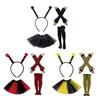 4Pcs Bees Costume Set for Adult Halloween, Antenna Headbands, Tutu Skirt, Striped Knee Thigh High Stocking, Long Gloves