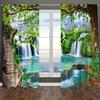 Set Of 2 Scenic Waterfall Floral Printed Curtains Designed Quality Material Ideal Nature Inspired Home Curtain With Semi Sheer Polyester