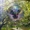 3D Metal Wind Spinner with Glowing Green Eyes and Wings Rotates 360 Degrees for Outdoor Garden Decor Perfect for Christmas Thanksgiving Patio