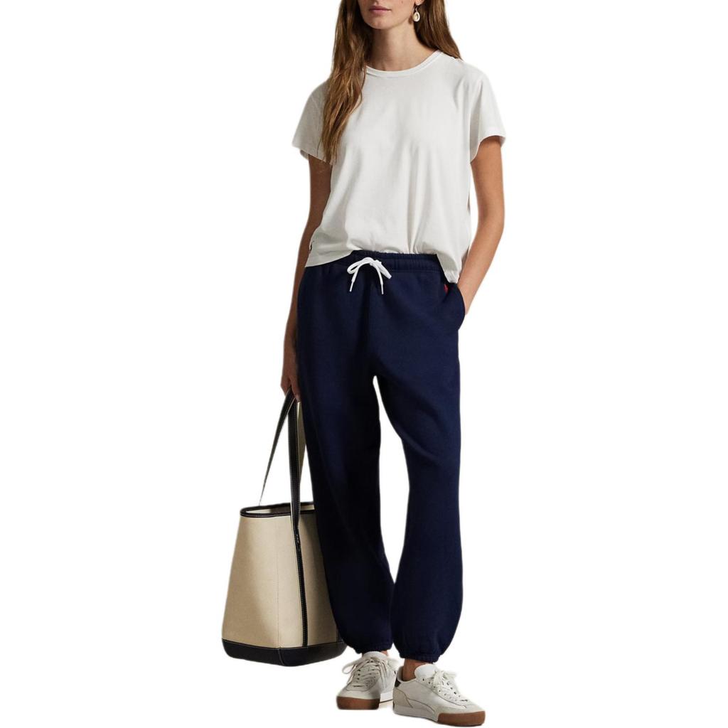 Polo Ralph Lauren Embroidered Pony Mid-Rise Drawstring Tapered Long Pocket Fleece Knit Sweatpants Women bottoms 211971700-002