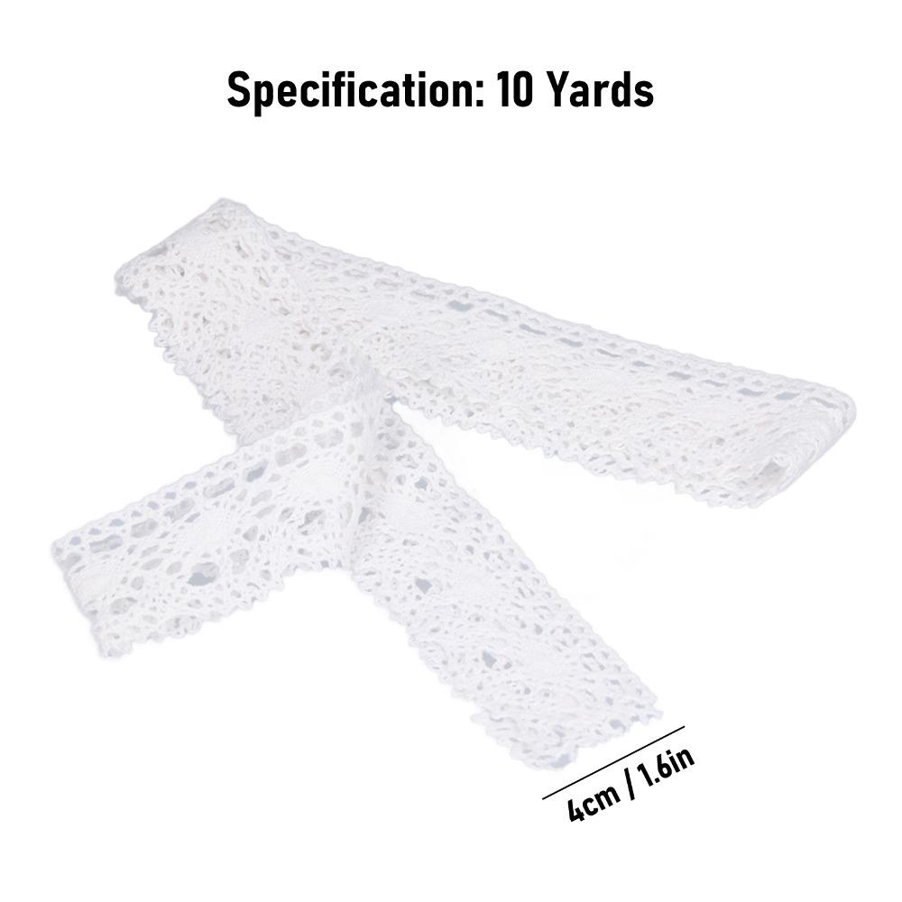1pcs 10 Yards Length Cotton Lace Ribbon White Crochet Lace Trim Lace Trim Ribbon For Clothes Sewing