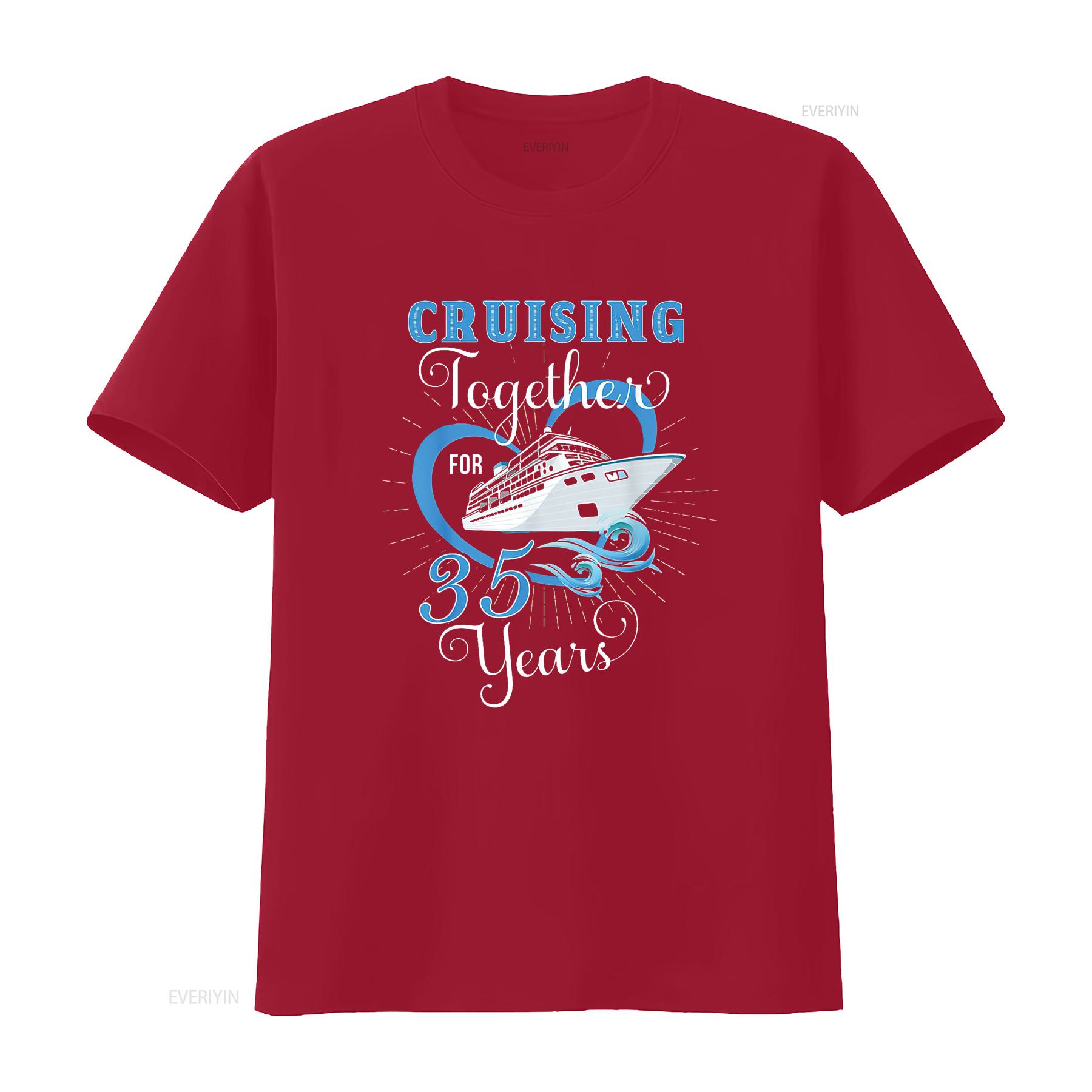 Женская футболка для круиза  Вместе 35 лет  Свадебная годовщина Круиз Черная 2XL винтажная стираная дышащая мягкая S