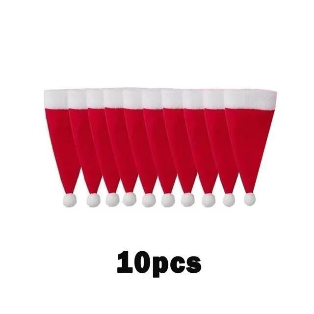 10pcs Merry Christmas 2024 Christmas Tableware Bag Holder Christmas Hat Fork Knife Cutlery Bag Christmas Decorations for Home