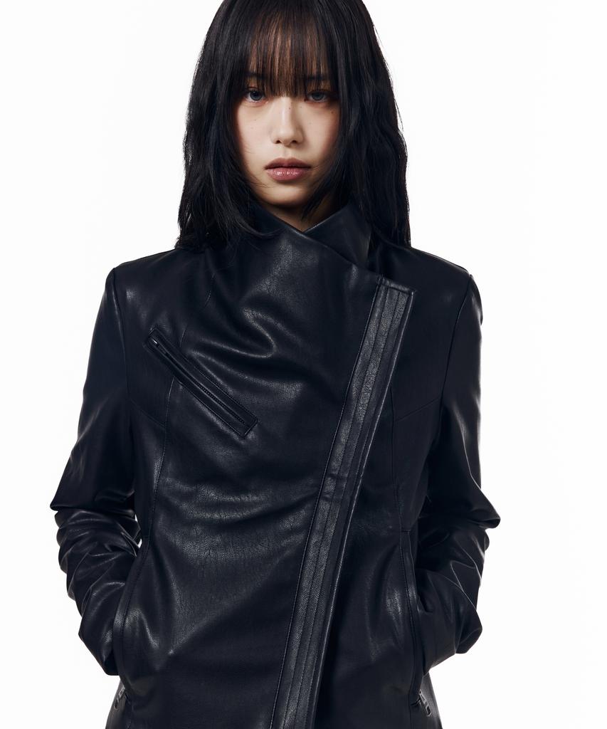 AAKAM Biker Wrap Leather Jacket (Black)