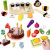 Kid Simulation Make Sushi Food Kitchen Toy Pretend Play Cut Vegetables Cook Game DIY Brithday Cake Play House Set Girls Toy Gift
