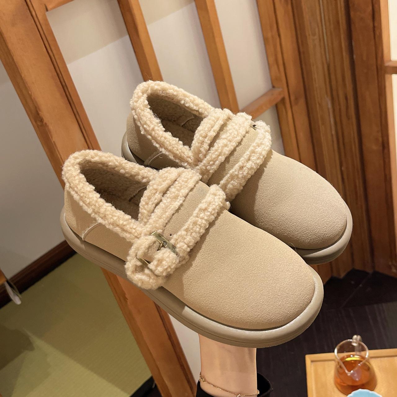 

Осень и зима новая платформа хлопковые туфли корейская версия универсальная мода Boken Doudou туфли бархатные теплые липучка точечные хлопковые туфли 40 хаки