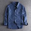 Spring and Autumn Premium Sense Pure Cotton Washed Oxford Spinning Fabric Basic Simple Pocket Long Sleeve Shirt Men
