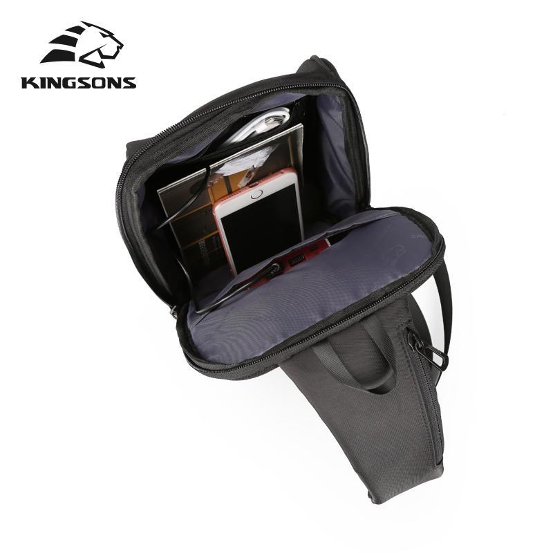 Crossbody Bag Kingsons Men Messenger Bag Small Running Riding Chest Bag 10.1 Inch Waterproof Tablet Bag USB Charging Black KS3174W