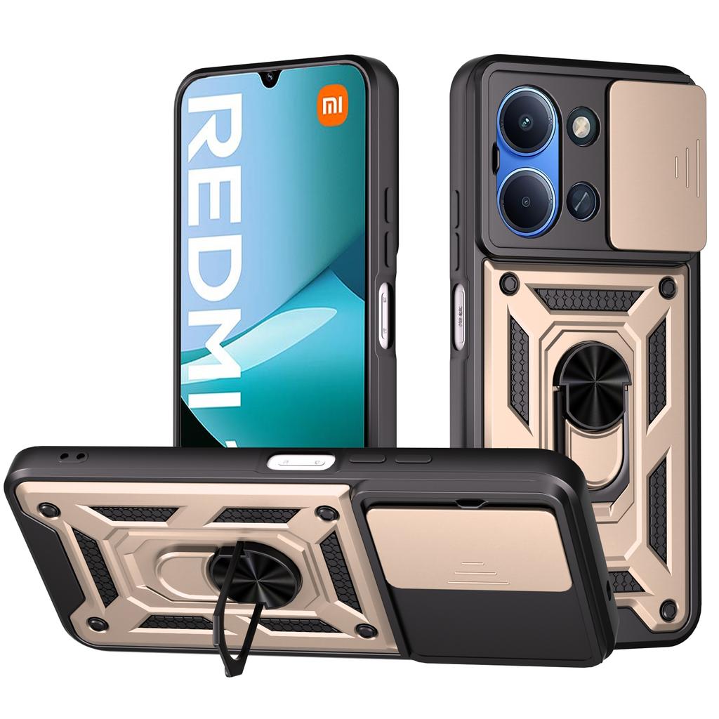Custodia con protezione fotocamera scorrevole per Redmi 15C Global Custodia con anello di supporto Armor Copri telefono per Redmi 15C 4G Capa