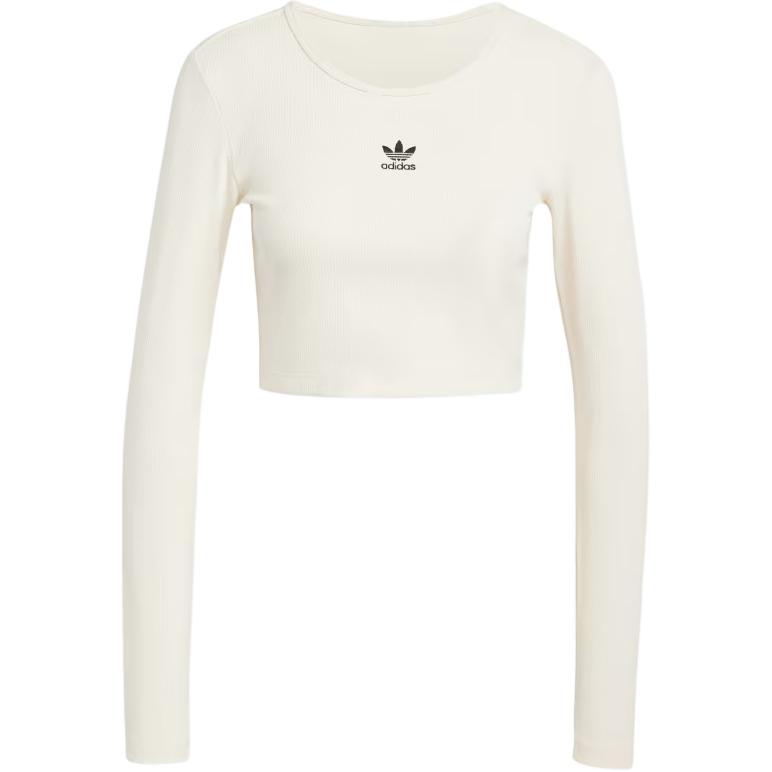 Adidas Essentials Ribbed Crop Long Sleeve Tee IY9663 M