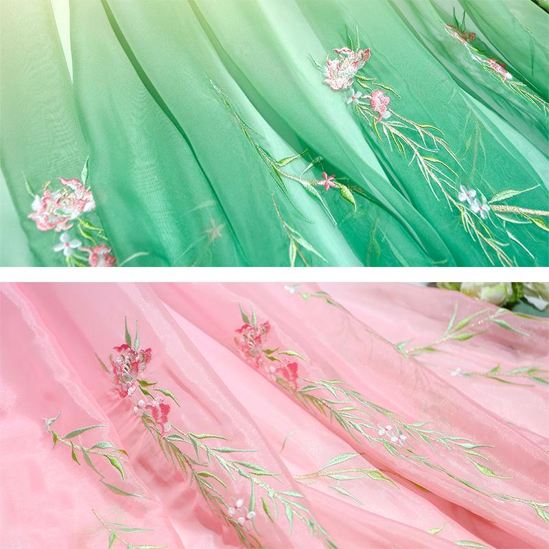 100x150cm Chinese Style Embroidered Fabric For Diy Sewing Hanfu Guofeng Dress Gradient Heavy Industry Embroidery Designer Fabric