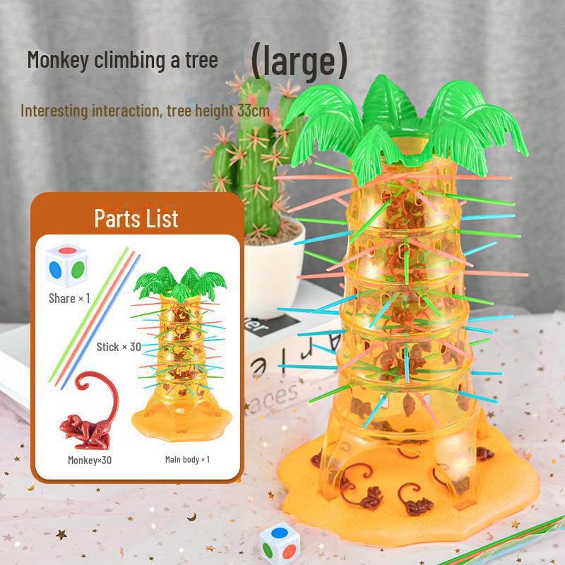 Purzelbaum-Affe klettert auf einen Baum: Lustiges interaktives Tischspiel für Kinder